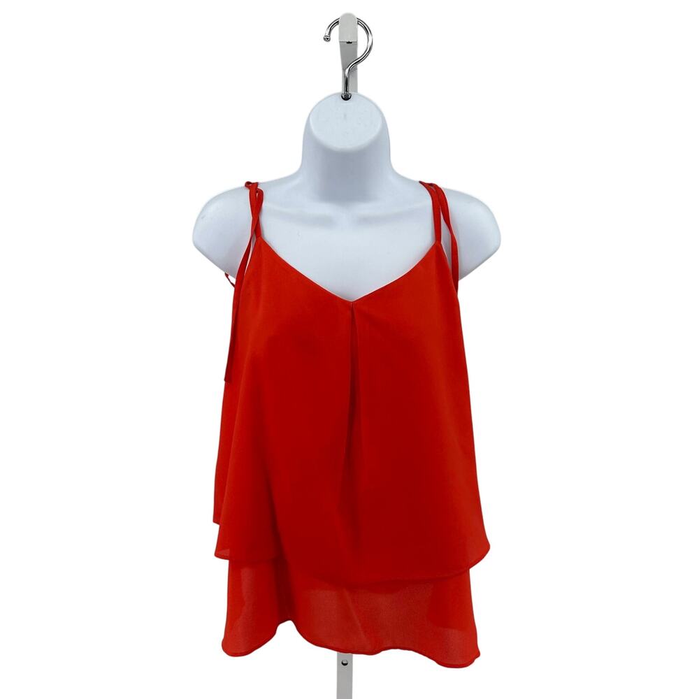 Banana Republic Layered Top Womens S Red V-neck Thin Shoulder Straps Tie Summer